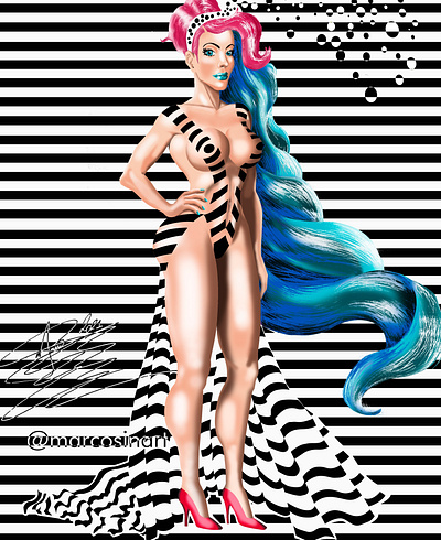 Dress stripes - Colored digital art fashion illustration