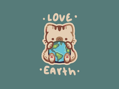 Let's take care of our planet 2d art cat earth ecological kitty planet