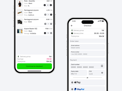 Online Shopping Checkout cart checkout dark mode e commerce ecommerce marketplace mobile design shopping app soft design ui