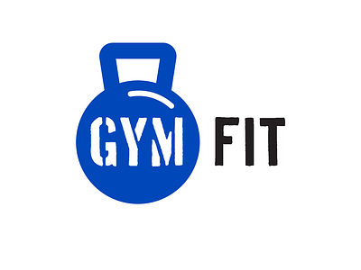 GYM FIT - Logo athletic blue distressed fitness graphic design gym icon kettlebell logo stencil