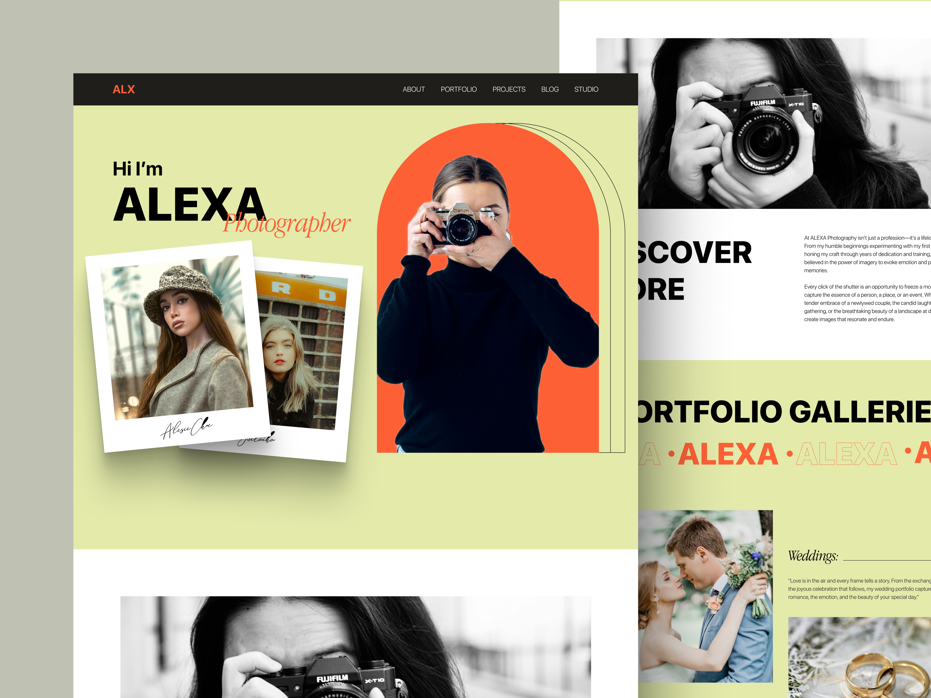 Photography Portfolio Website - Alexa camera clean ui creative home page minimalist model personal portfolio photo photographer portfolio photography photography landing page portfolio potrait ui design ui ux uidesign videography web design website wedding