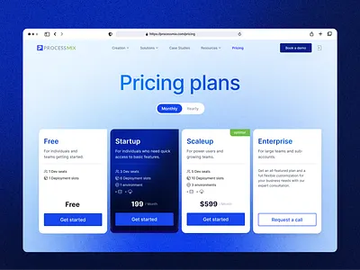 Pricing plans web page blue gradient blue palette brand website branding browser interface monthly price noisy gradient price card prices web page pricing pricing plans product website ui ux website