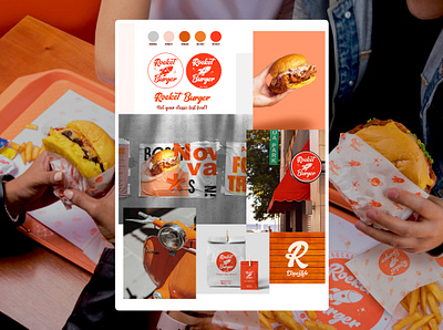 Moodboard* & Brand identity for Rocket Burger ads design brand brand identity brandboard branding design graphic design logo moodboard product design product photo vector