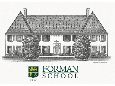 Forman School Illustrations created by Steven Noble architecture artwork branding design drawing engraving etching illustration line art scratchboard steven noble woodcut