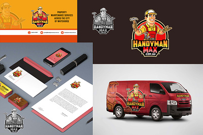 Handyman Max branding cartoon logo handyman illustration mascot logo