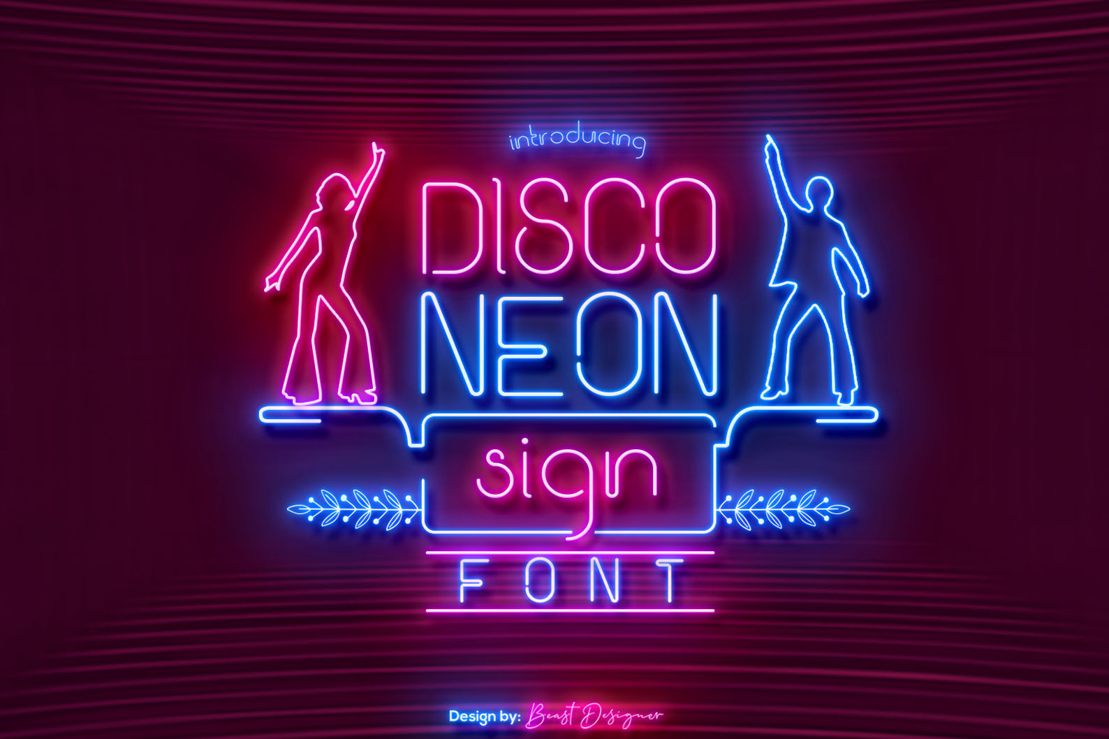 Disco Neon Sign Font by Beast Designer neon neon font neon typography purchase