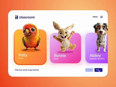 Avatars for Elementary Students animation app branding design illustration logo ui ux web website