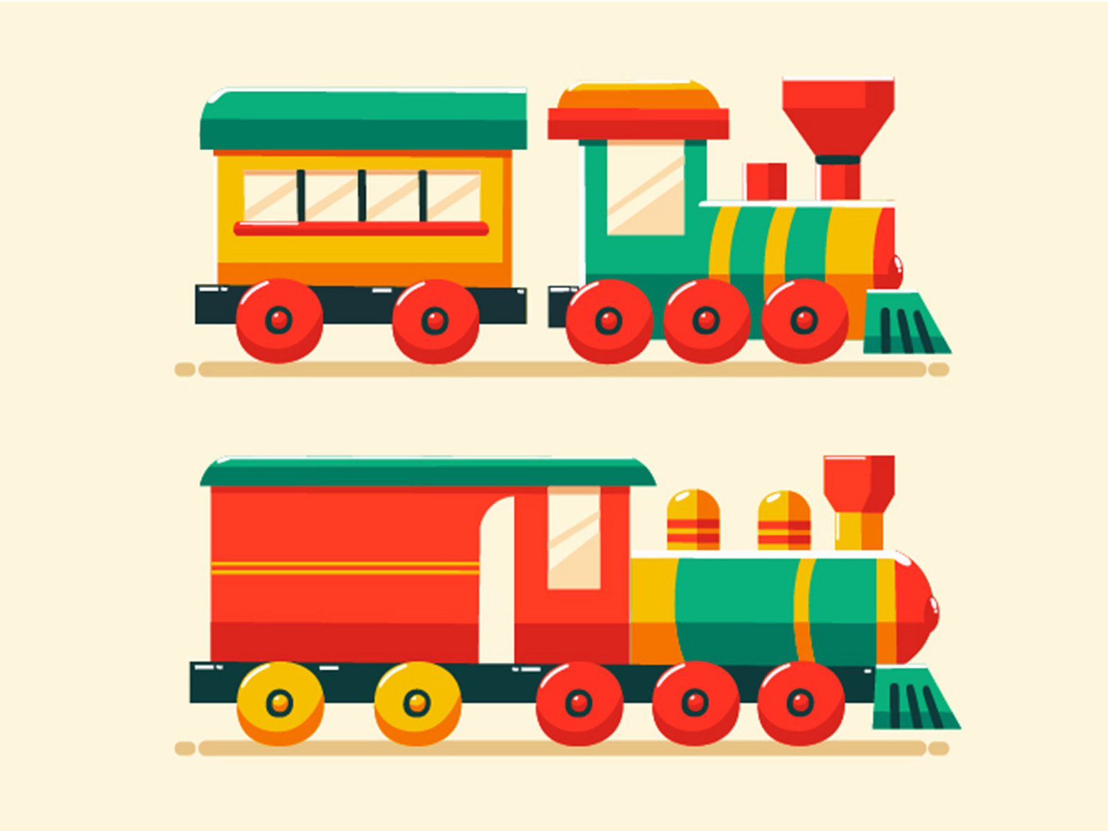 Colored Selection of Trains Illustration by Fenny Apriliani on Dribbble