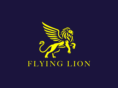 FLYING LION LOGO animal animals branding crown fly king king of the king lion luxury royal smart objects soccer spots strong lion trading ui unicorn ux vector wing