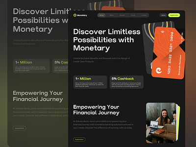 Experience Financial Freedom with Monetary: Your Premier Credit app banking credit card design landing page