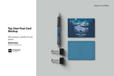 Top View Post Card Mockup display