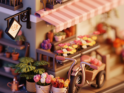 Isometric 3D Scene | Flower Shop 3dart 3dartist 3dillustration b3d blender3d blenderart flowers spring stylized