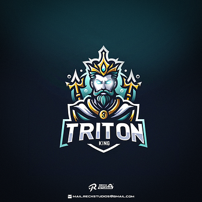 Triton King Logo branding graphic design logo mascotlogo