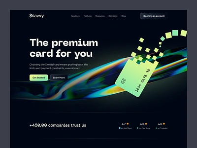 Fintech Landing Page UI banking banking card budget dark ui design finance financial landing page fintech landing page money ofspace premium card transfer ui