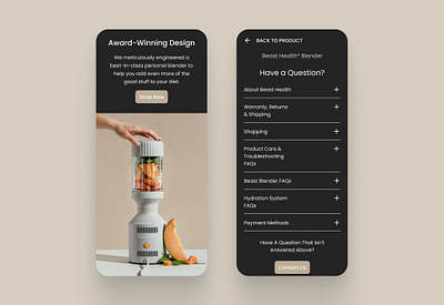 Blender e-commerce Mobile Page agency design freelancer mobile apps ui design uiux ux design