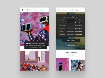 Museum Collection Mobile Page agency freelancer graphic designer landing page mobileapps ui designer uiux webdesigner