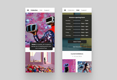 Museum Collection Mobile Page agency freelancer graphic designer landing page mobileapps ui designer uiux webdesigner