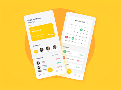 Money management App 2020 accounting banking clean design financial graphic design mobile banking modern money money management saving money simple ui uiux yellow app