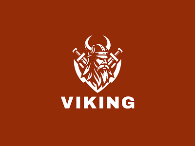 VIKING LOGO army attack axe barbarian defense fantasy force gaul greek helm history horns knight logo for sale myth viking logo