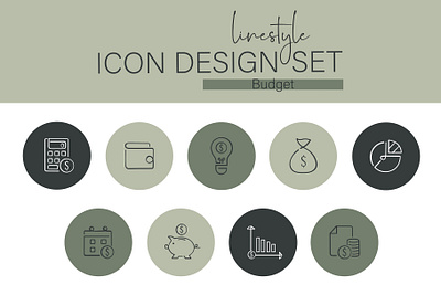 Linestyle Icon Design Set Budget financial