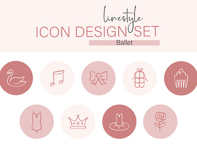 Linestyle Icon Design Set Ballet show