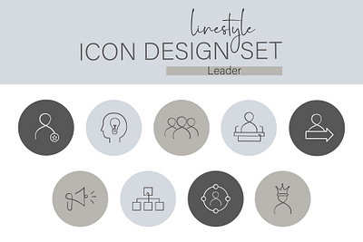 Linestyle Icon Design Set Leader boss