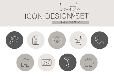 Linestyle Icon Design Set Resume document