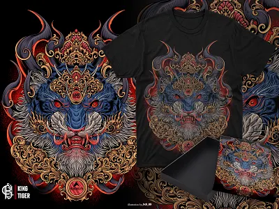 King Tiger animals art artwork design digital drawing drawing illustration merchandise ornament tiger