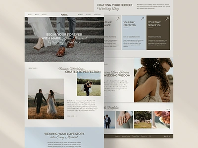 Marie - Wedding Planner Landing Page couple landing page marriage pastel colors planner ui uiux user interface website wedding wedding planner