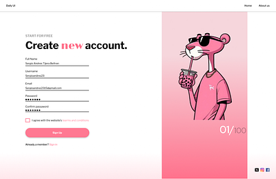 Sign up page - Daily UI - Challenge #001 figma graphic design ui ux
