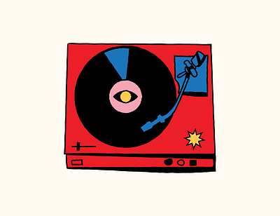 Music love buttom cd design eye illustration love music play record recordstore red star turntable vector vinil