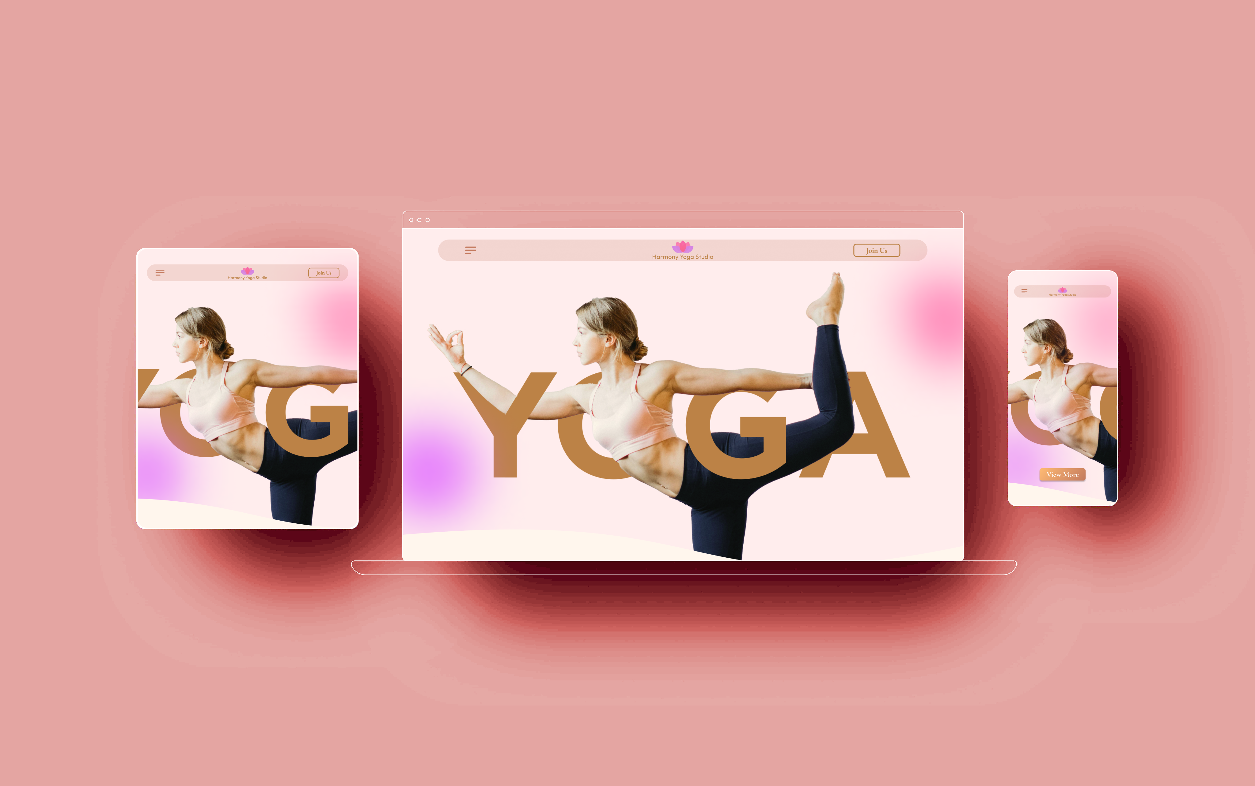Harmony Yoga Studio - Website (Landing Page) brand design brand identity browser interactive design landing page logo meditation motion graphics uiux web design website yoga yoga studio yoga website