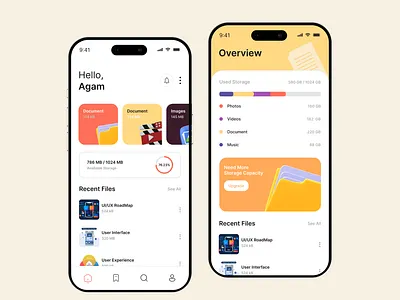 File Manager App app card cloud document file file manager file sharing folder ios manager mobile designer mobile ui design saver storage ui app