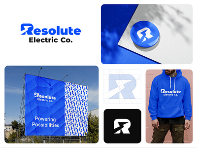 Resolute brand branding design electric elegant graphic design illustration letter lightning logo logo design logo designer logotype mark minimalism minimalistic modern r sign