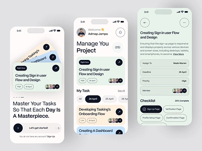 Task Management Mobile App app app design creative design interface management mobile app modern organize planner task task management task manager todo tracking ui ux work list