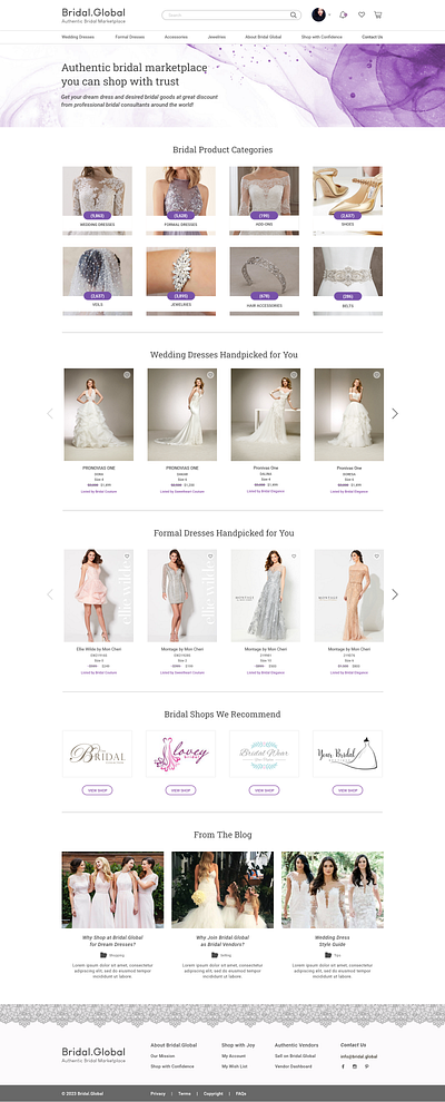 Bridal Dress Online Store Website Design design ui