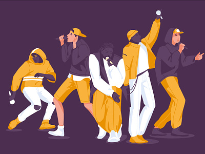 Open mic night band beat black character culture flat hip hop illustration music night performance poetry rap rhymes stage vector art youth