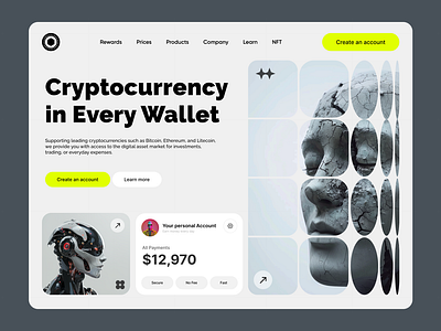 Crypto Wallet blockchain crypto design main main page nft ui uidesign uiux ux uxdesign uxui website