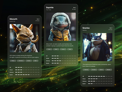 Pokemon Cards app apple vision application design glassmorphism pokemon ui uidesign uiux ux uxui vr website