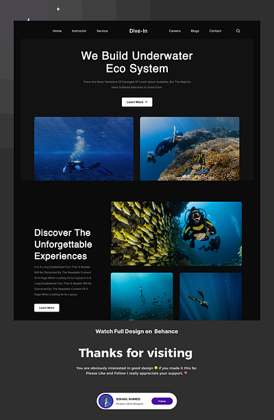 Dive/Swim Landing Page design dive wter figma landing page swim ui uxui viral web design website design