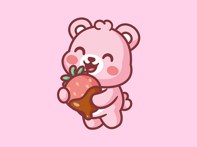 Bear 🐻 animal bear character cocolate cute illustration mascot strawberry