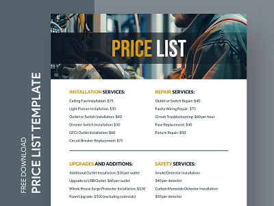 Electrical Price List Free Google Docs Template business charges design docs electric electrical electrician free google docs templates free template free template google docs google google docs google docs price list template list price price list pricelist rate tariff template