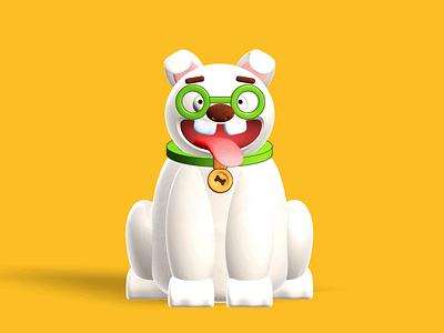 3d dog 3d 3d artist 3d design animal cartoon cute digital art dog glasses illustration spline spline3d texture