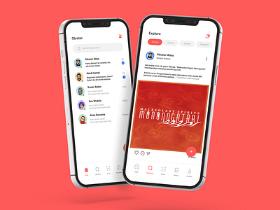 Livestyle & Messenge App app app design chatting app clean illustration indonesian instagram livestyle messenge mobile app modern pink red ui app uiux whatsapp