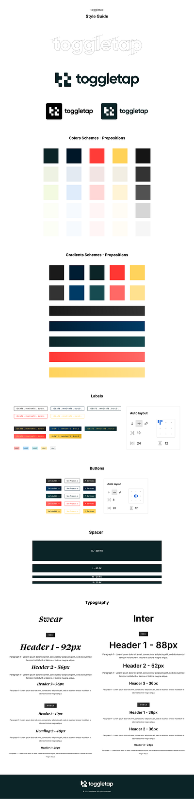 Design System - Toggletap autolayout css designsystem figma frontend html iconography style guide typography uiux