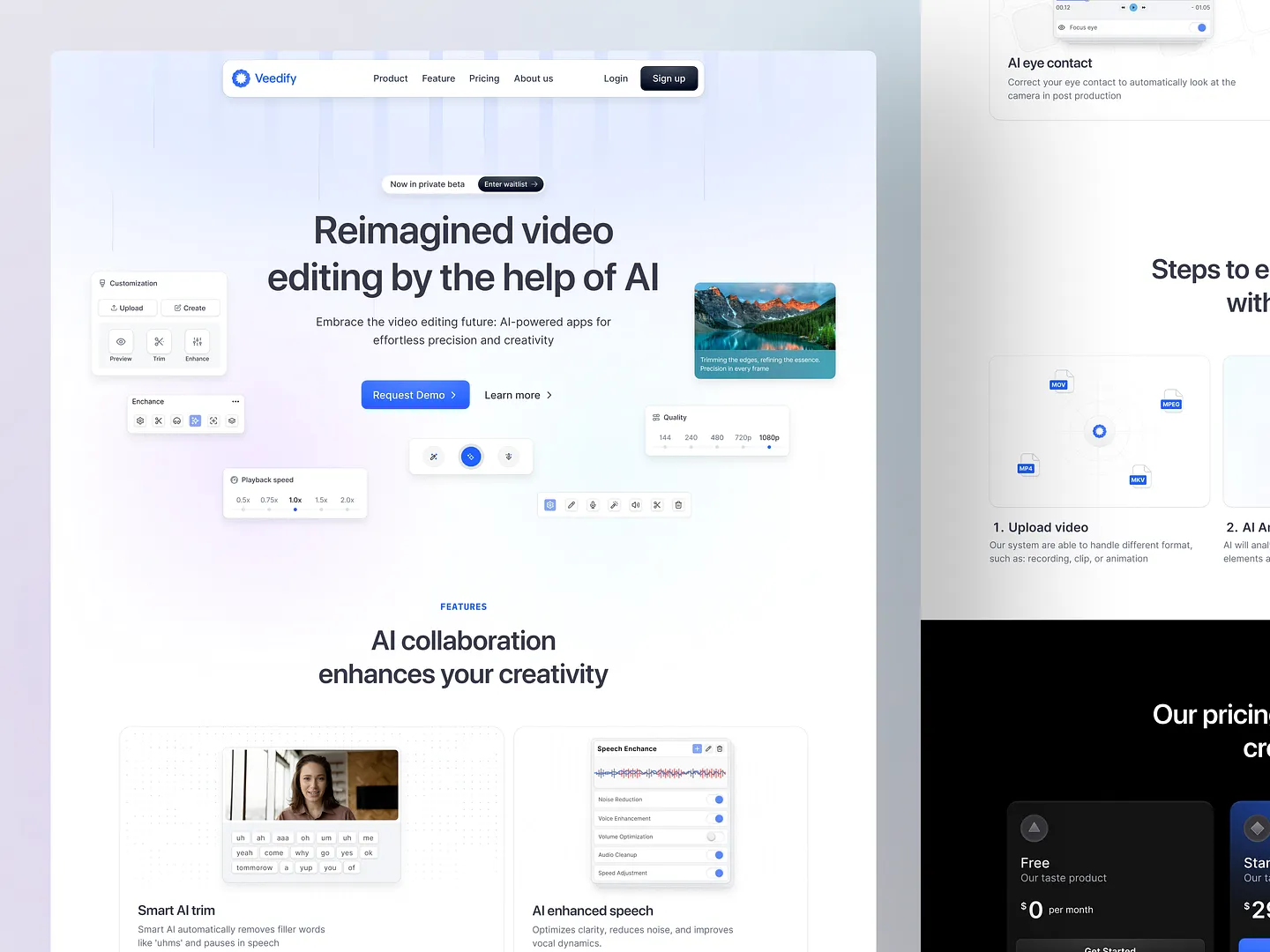 Innovative Video Website Design: Veedify's AI-Powered Editing Platform