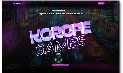 Korope; The Metaverse Race Game animation blockchain gaming motion graphics ui ux website