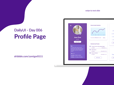 #DailyUI Challenge Day 6: Profile Page app design ui