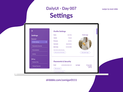 #DailyUI Challenge Day 7: Settings app design ui