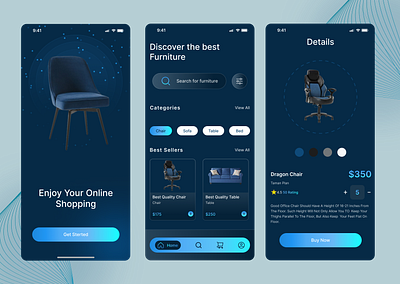 Furniture App UI Design app design figma furnitureapp mobileapp ui uiux ux